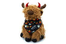Messi Pups Dookin’ for Apples bandana on a dog, featuring a colorful apple and autumn leaf design.