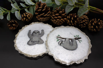 Eat. Sleep. Sloth. Repeat. • Geode Coasters
